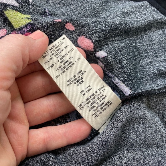 Free People Field Of Butterflies Tunic Top XS Womens Black Swing Flowy Oversized - Picture 11 of 12